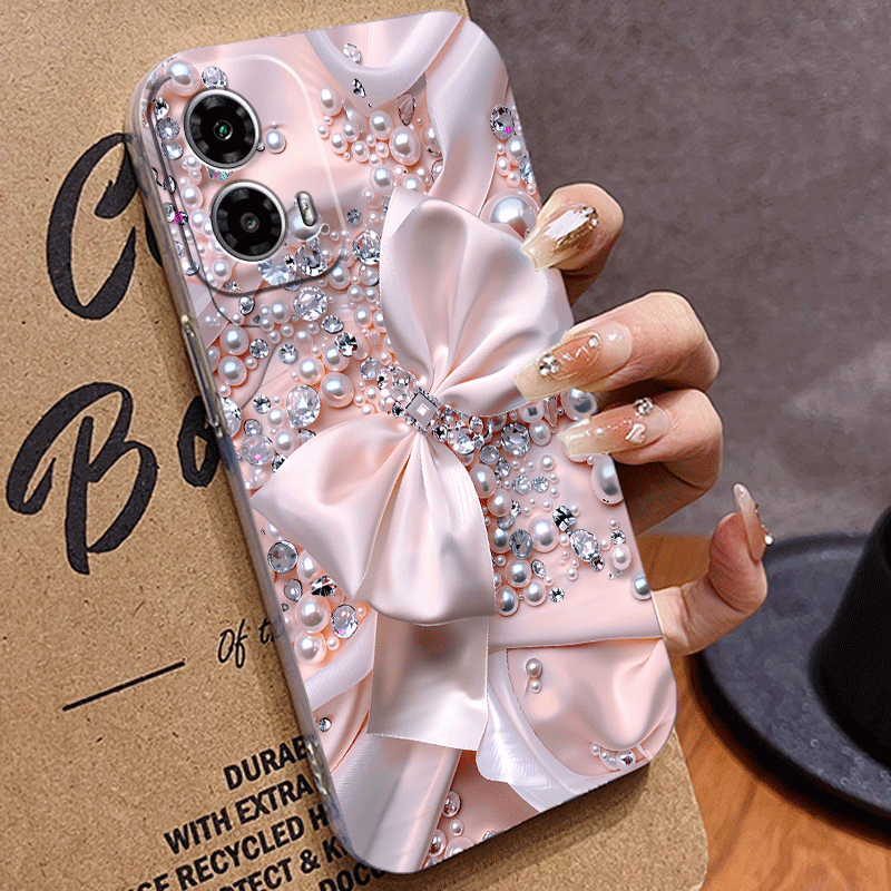 Phone Case Pink Satin Bow Pearl Crystal iPhone with Wireless - product gallery image 8