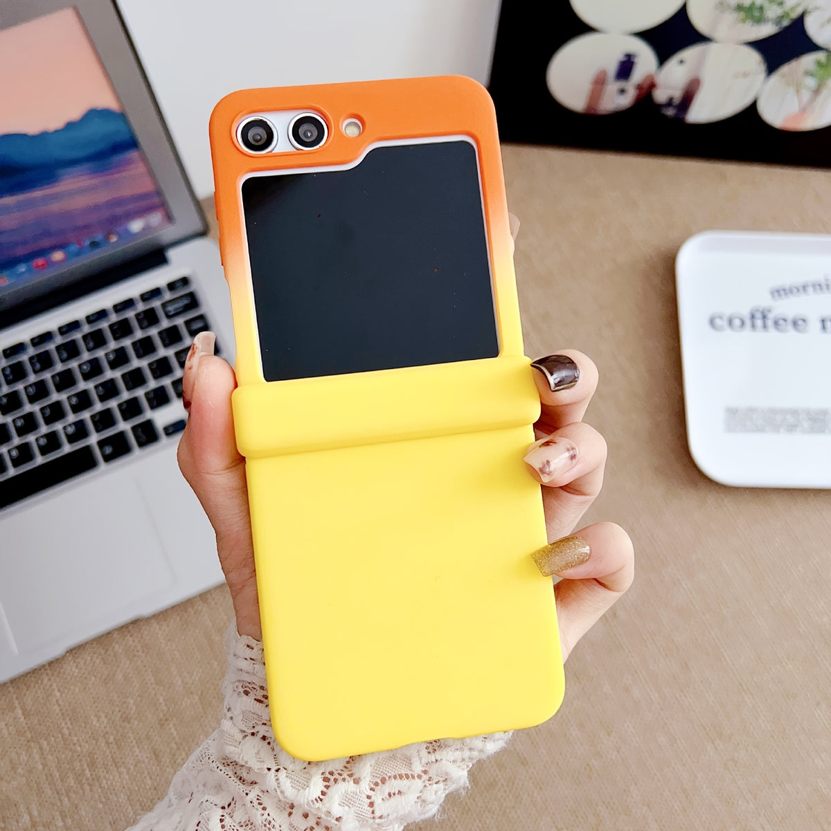 Phone Case Samsung Galaxy Flip Gradient Hard Protective with Foldable, Wireless - product gallery image 2