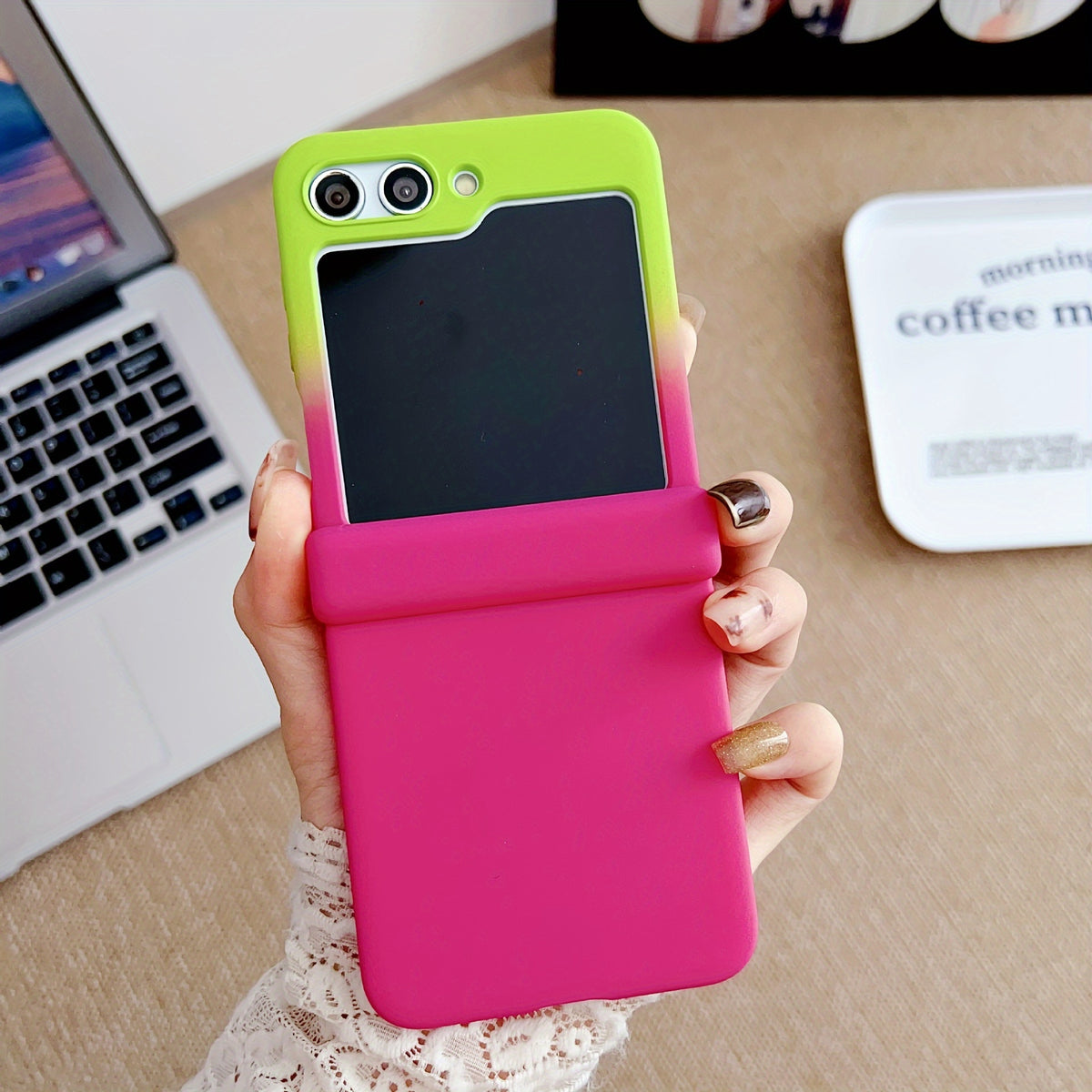 Phone Case Samsung Galaxy Flip Gradient Hard Protective with Foldable, Wireless - Mixed Color 3, Galaxy Z Flip 6 option