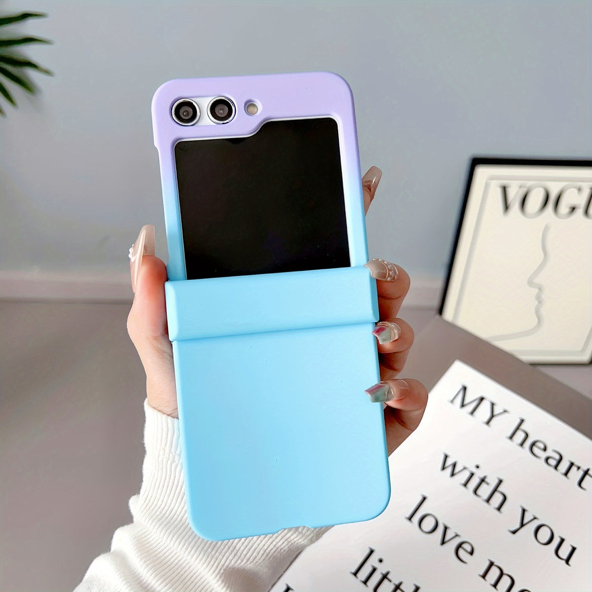 Phone Case Samsung Galaxy Flip Gradient Hard Protective with Foldable, Wireless - Mixed Color 4, Galaxy Z Flip 6 option