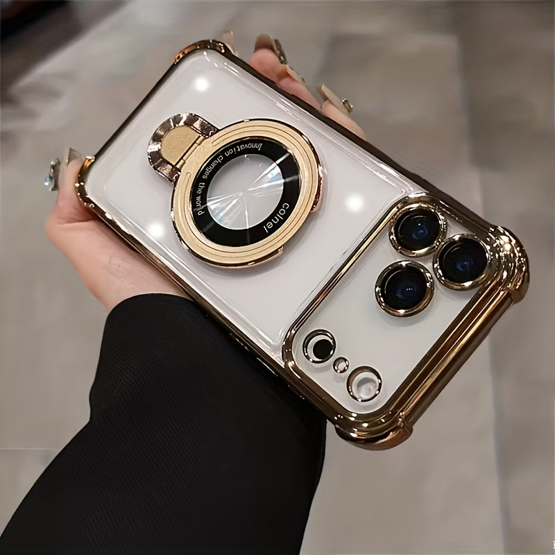Phone Case Transparent Acrylic iPhone Pro Max Air with Wireless - Golden, IPhone 17 option