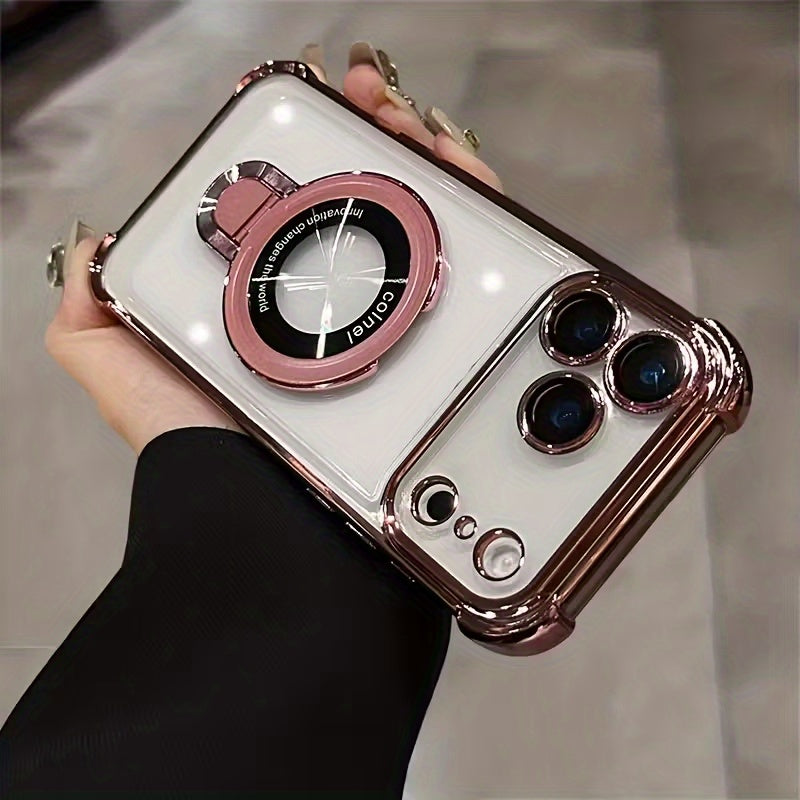 Phone Case Transparent Acrylic iPhone Pro Max Air with Wireless - pink, iPhone 17 Pro Max option