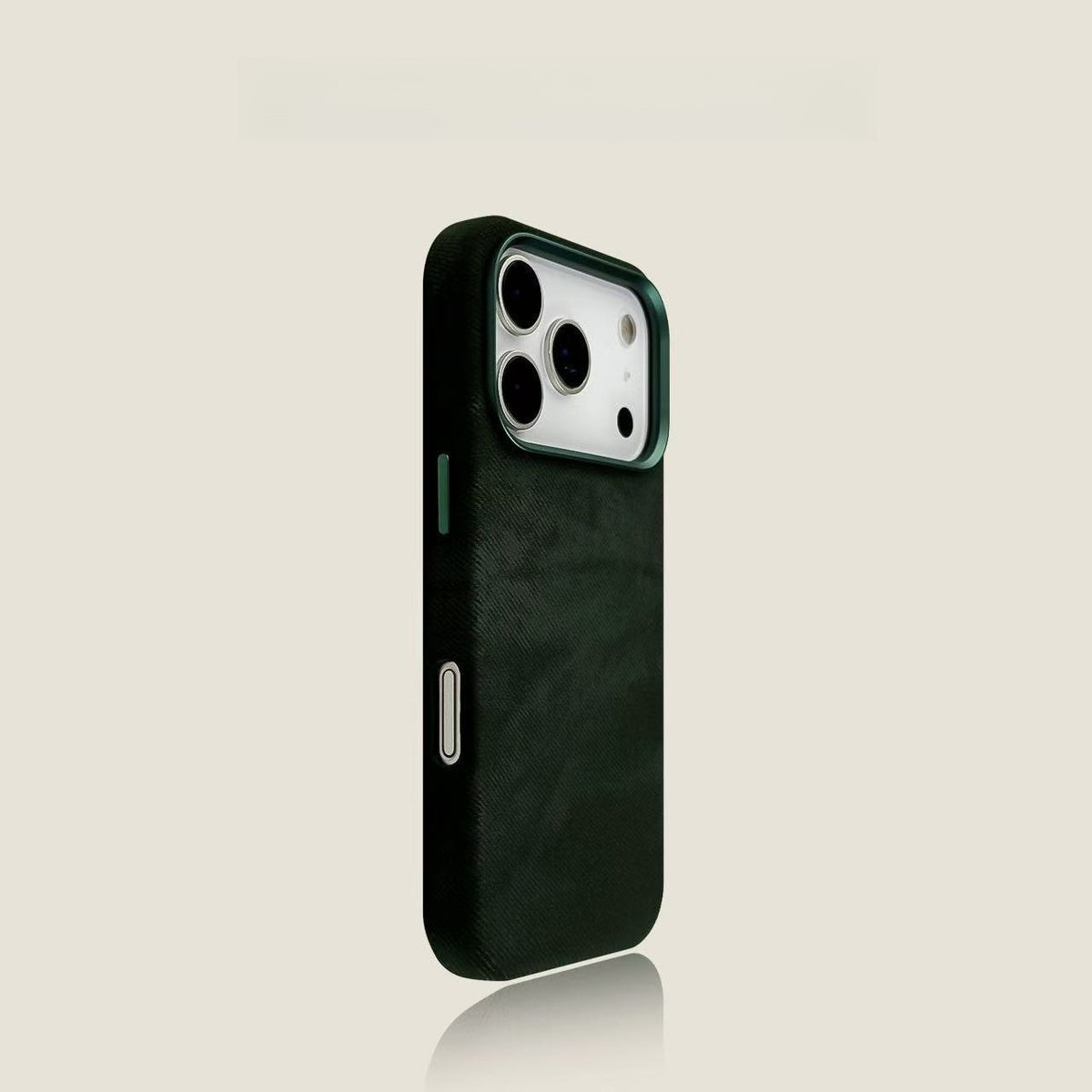 Phone Case Ultra-Slim Magnetic Leather Flannel iPhone Pro with Non-Slip, Wireless - Dark Green, iPhone 17 Pro Max option