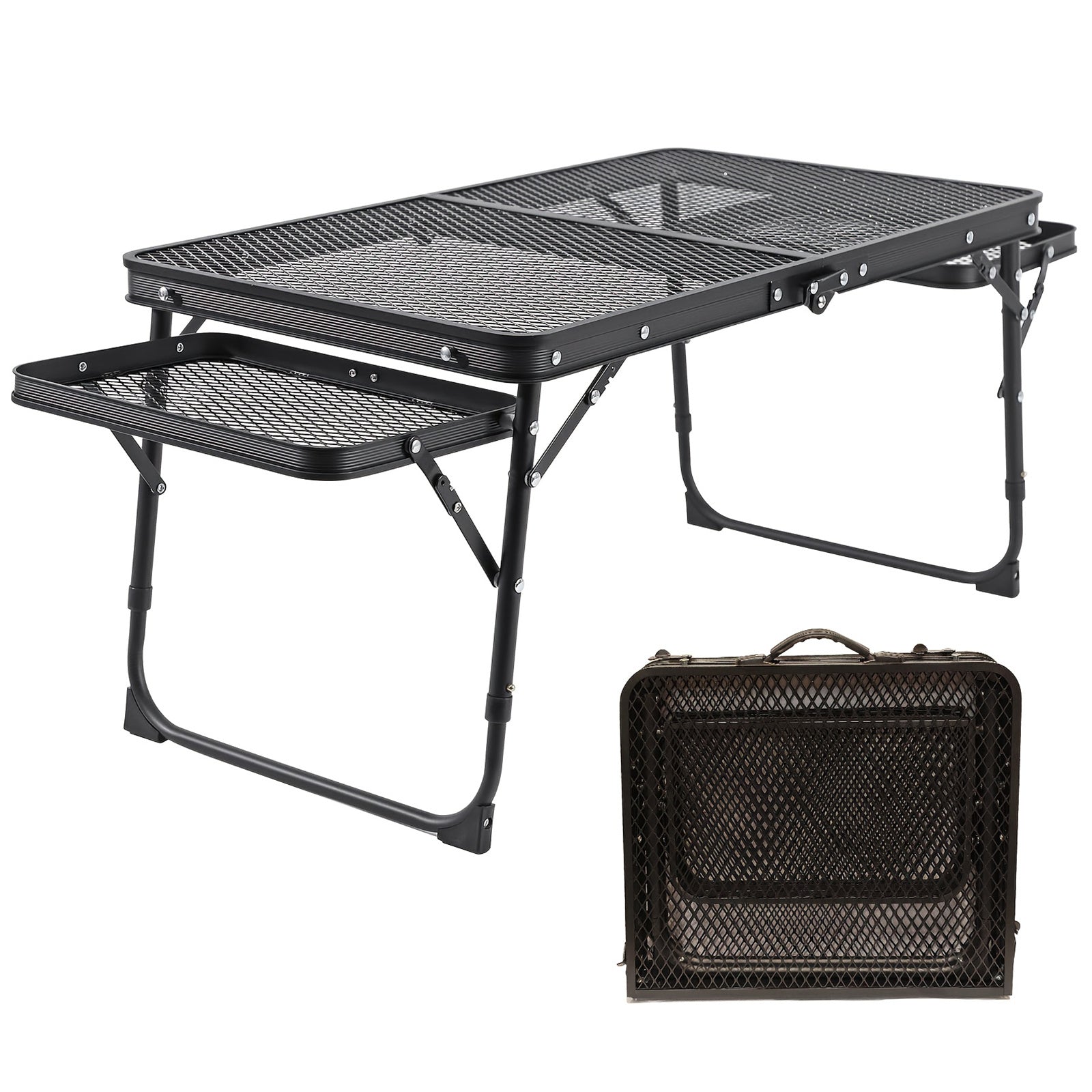Picnic Table with Foldable, Adjustable Height, 1pc