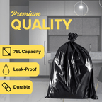 pk Black Bin Bag Rolls Refuse Liners Sack with Leakproof, 3 Rolls - product gallery image 5