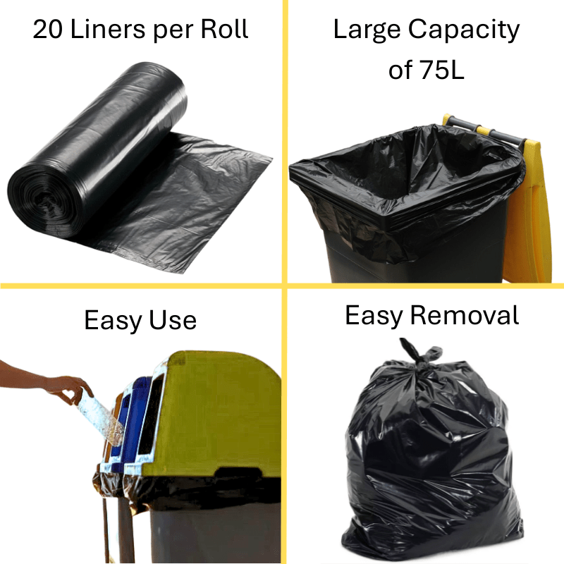 pk Black Bin Bag Rolls Refuse Liners Sack with Leakproof, 3 Rolls - product gallery image 6