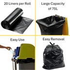pk Black Bin Bag Rolls Refuse Liners Sack with Leakproof, 3 Rolls - product gallery image 6