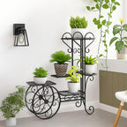 Plant Stand with Easy Assembly, Wheels, Metal, Tier Metal Indoor Outdoor Vintage Bicycle - product gallery image 3