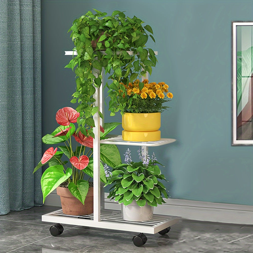 Plant Stand with Space-Saving, Foldable, Wheels, Metal, 7 Layers - product gallery image 5