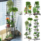 Plant Stand with Space-Saving, Foldable, Wheels, Metal, 7 Layers - product gallery image 6