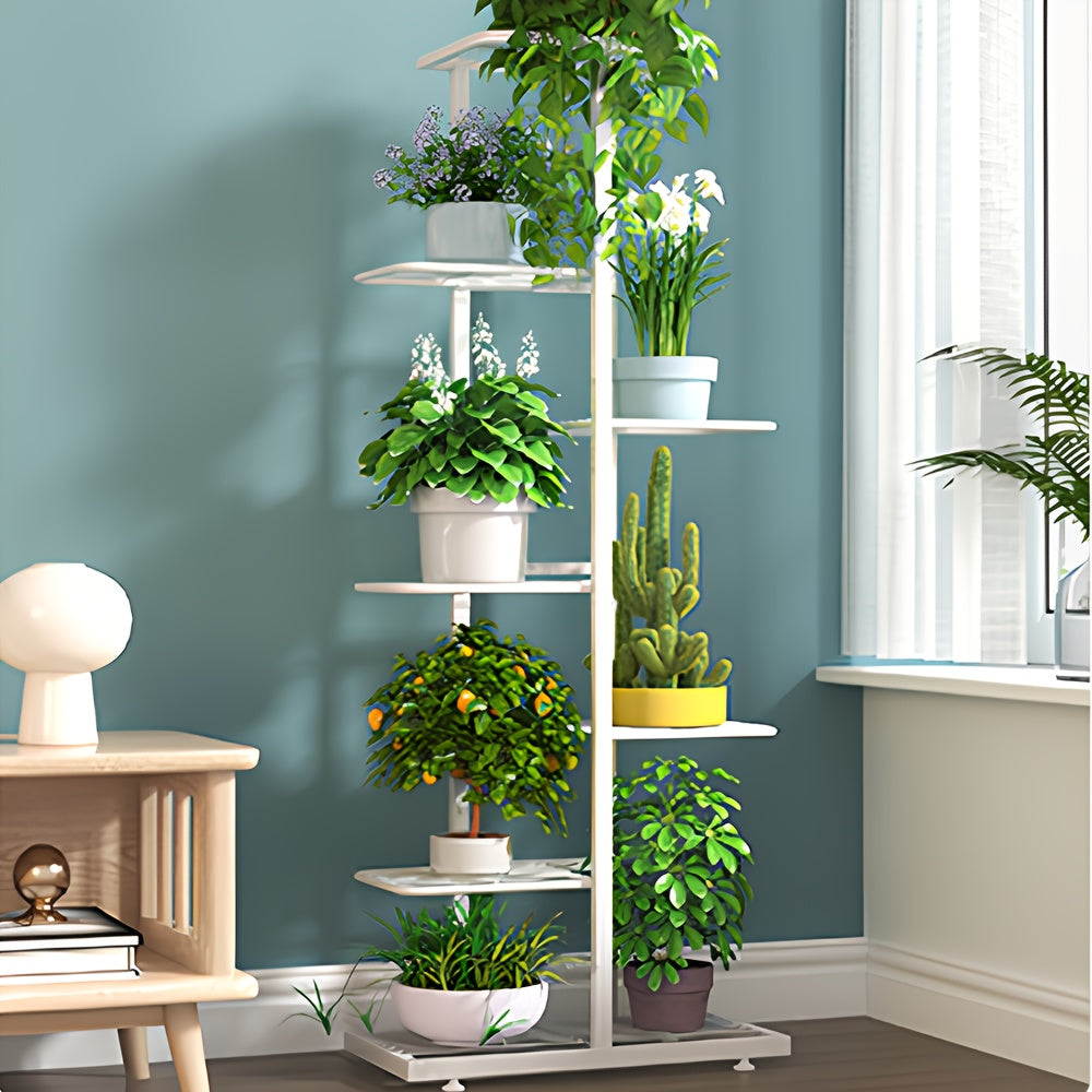 Plant Stand with Space-Saving, Foldable, Wheels, Metal, 7 Layers - product gallery image 9