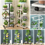 Plant Stand with Space-Saving, Wheels, Metal, Tiered Metal Wheels Tier Indoor Outdoor - product gallery image 2