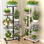 Plant Stand with Space-Saving, Wheels, Metal, Tiered Metal Wheels Tier Indoor Outdoor - product gallery image 5