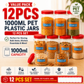 Plastic Storage Jar with Dishwasher-Safe, 50ml, 5000ml - 1000ml x 12pc option