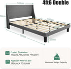 Platform Bed Frame with 300kg, Wood, Double 4FT6 Wingback Headboard Solid Wood - product gallery image 16