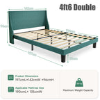 Platform Bed Frame with 300kg, Wood, Double 4FT6 Wingback Headboard Solid Wood - product gallery image 17
