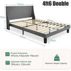 Platform Bed Frame with 300kg, Wood, Double 4FT6 Wingback Headboard Solid Wood - product gallery image 5