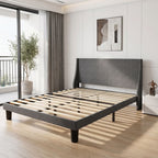 Platform Bed Frame with 300kg, Wood, Double 4FT6 Wingback Headboard Solid Wood - product gallery image 7