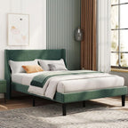 Platform Bed Frame with 300kg, Wood, Double 4FT6 Wingback Headboard Solid Wood