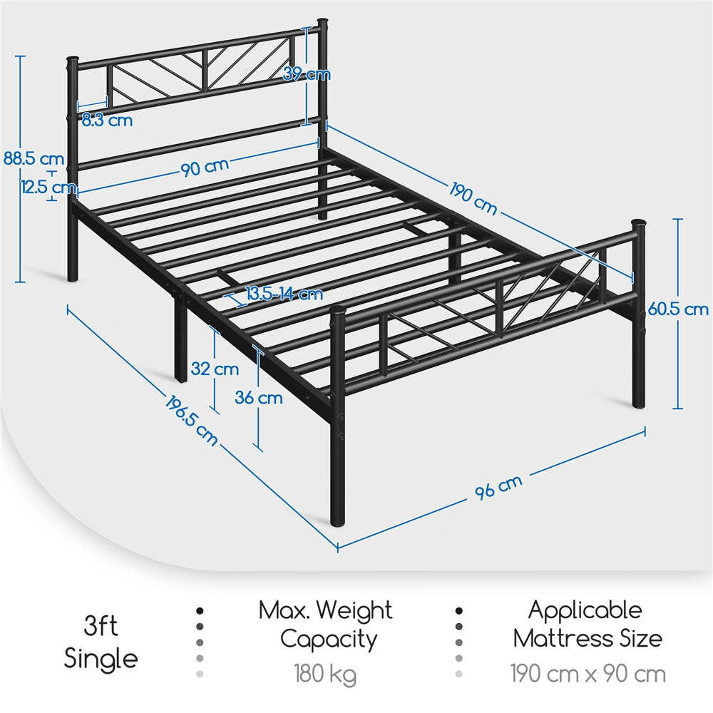 Platform Bed Frame with 32cm, Metal Arrow Headboard Footboard Single Double - product gallery image 3