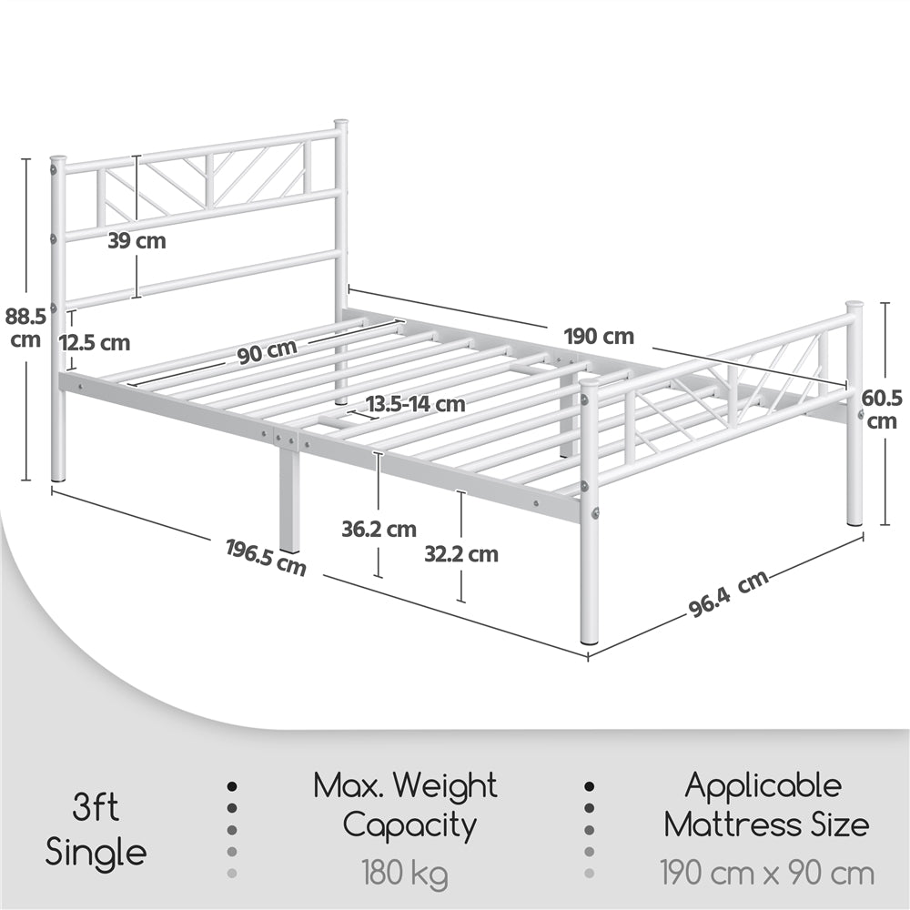 Platform Bed Frame with 32cm, Metal Arrow Headboard Footboard Single Double - product gallery image 5