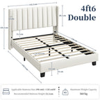 Platform Bed Frame with Freestanding, Metal, Upholstered Channel Tufted Headboard Wing - product gallery image 3