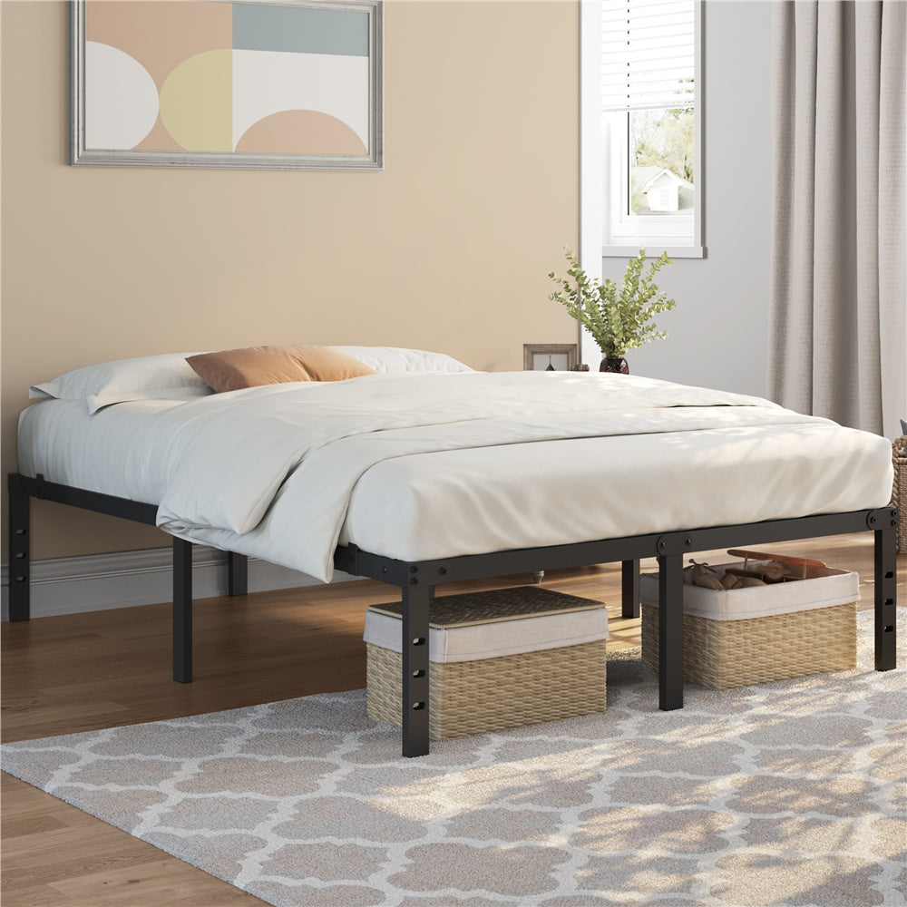 Platform Bed Frame with Non-Slip, 41.5cm, Metal Heavy Duty Steel Slats 41.5cm - Black, King(150×200×41.5cm) option