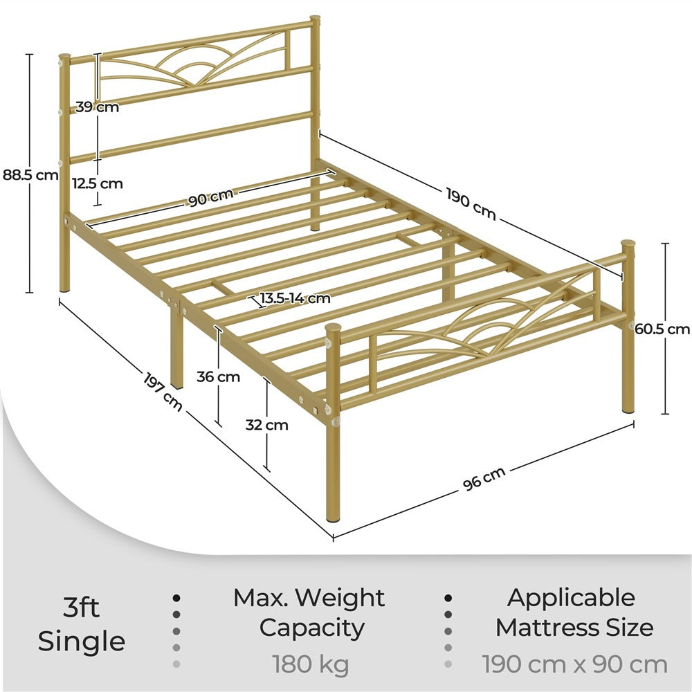 Platform Bed Frame with Non-Slip, Easy Assembly, 363kg, Metal - product gallery image 2