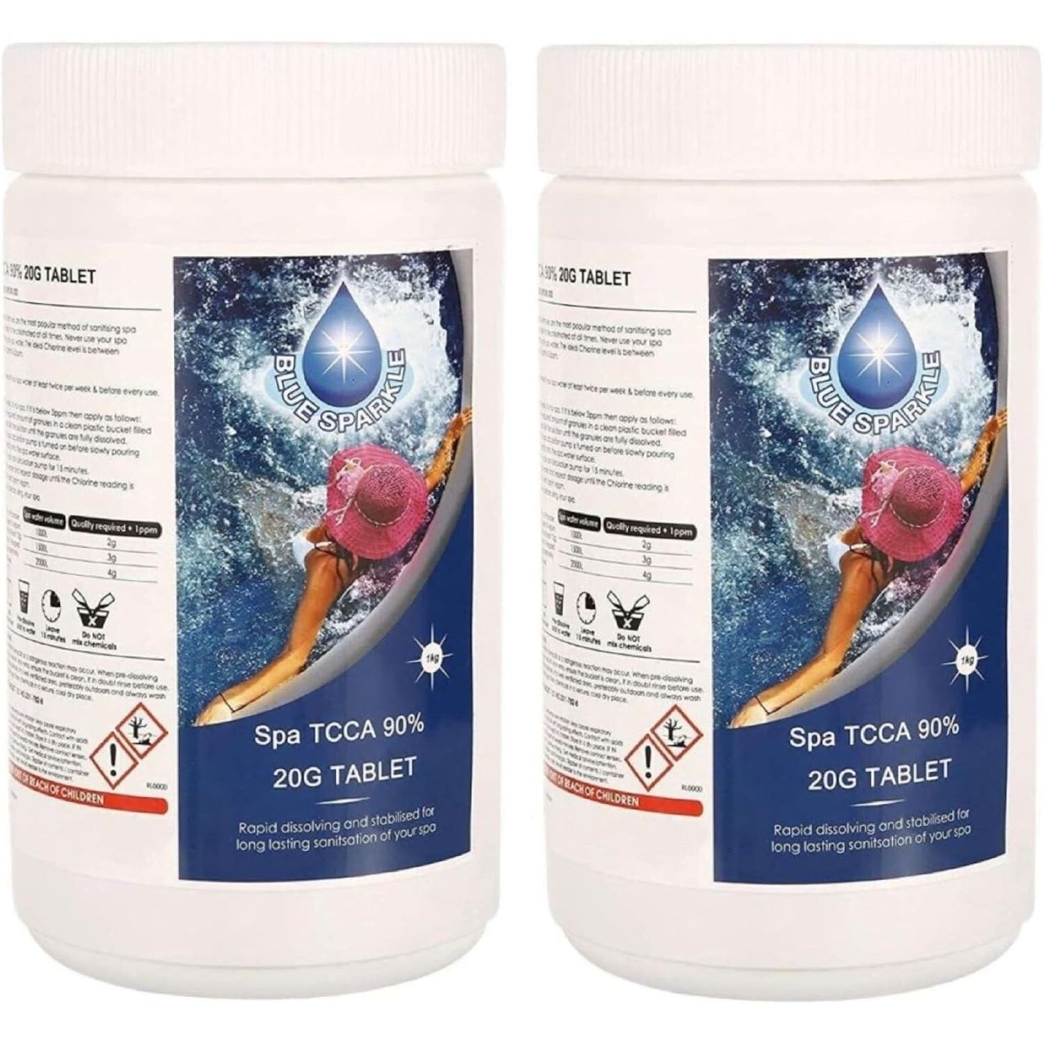 Pool Chemical with 20g, 1KG, Chlorine Tablets Hot Tubs, Spas Swimming - Tablets 2kg (100x20g) option