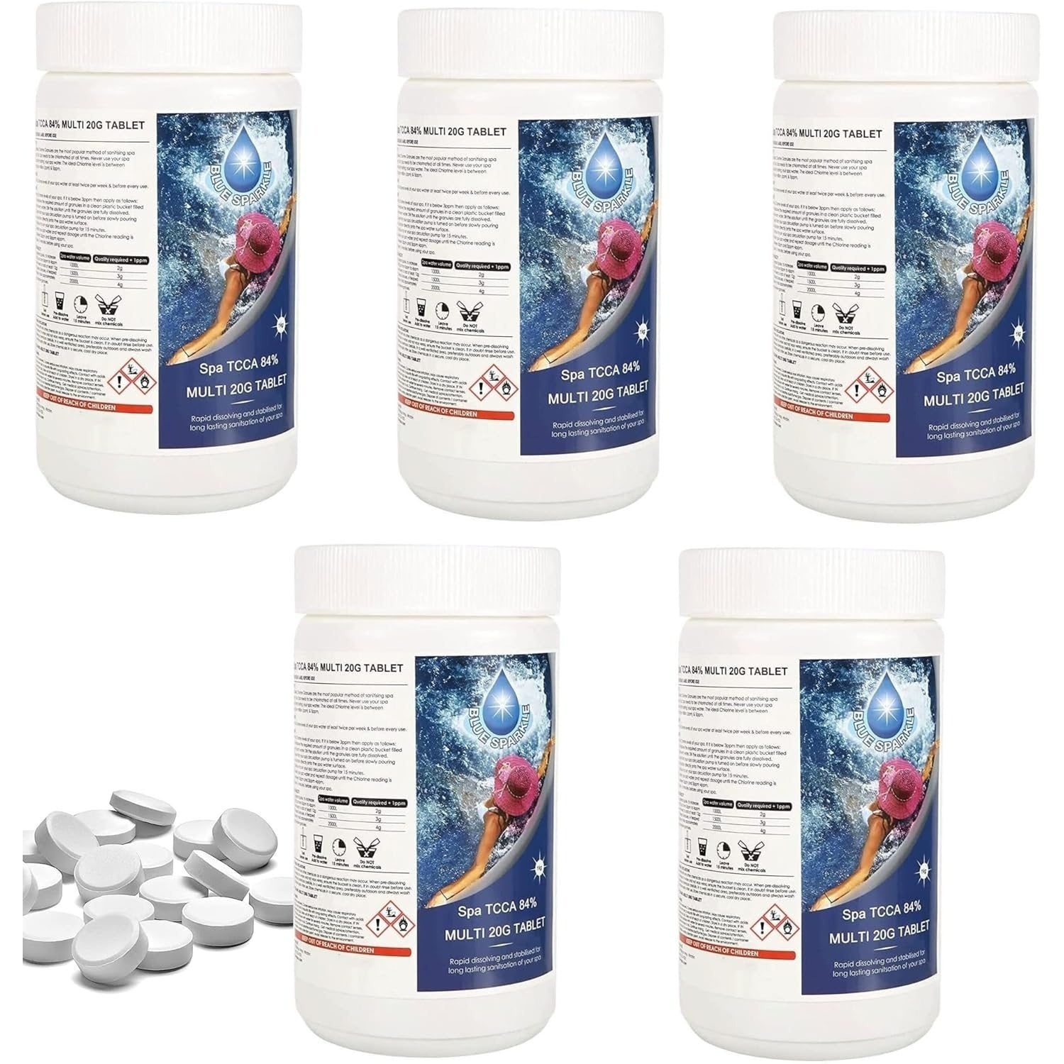 Pool Chemical with 20g, 1KG, Chlorine Tablets Hot Tubs, Spas Swimming - Tablets 5kg (250x20g) option