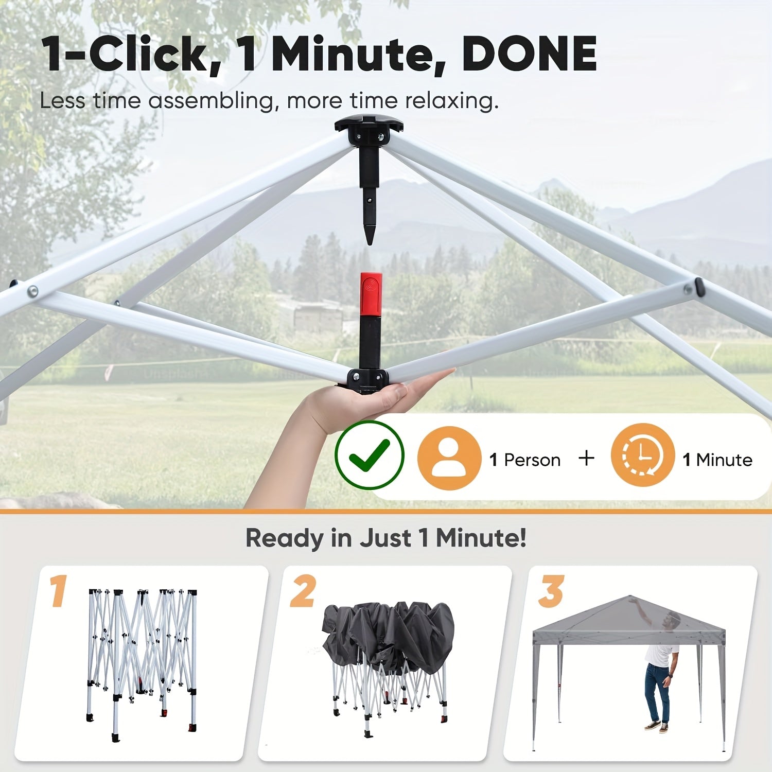 Pop-Up Gazebo with Waterproof, 3x3m/299.72*299.72cm, 3x3m Pop-Up Side Panels Weight Bags - product gallery image 6