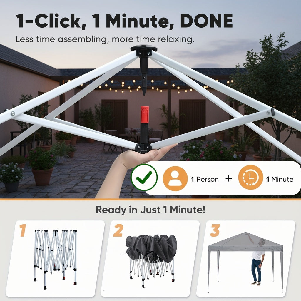 Pop-Up Gazebo with Waterproof, 3x3m/299.72*299.72cm, 3x3m Pop-Up Side Panels Weight Bags - product gallery image 9
