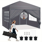 Pop-Up Gazebo with Waterproof, 3x3m/299.72*299.72cm, 3x3m Pop-Up Side Panels Weight Bags - Grey, 3x3m/299.72*299.72cm option