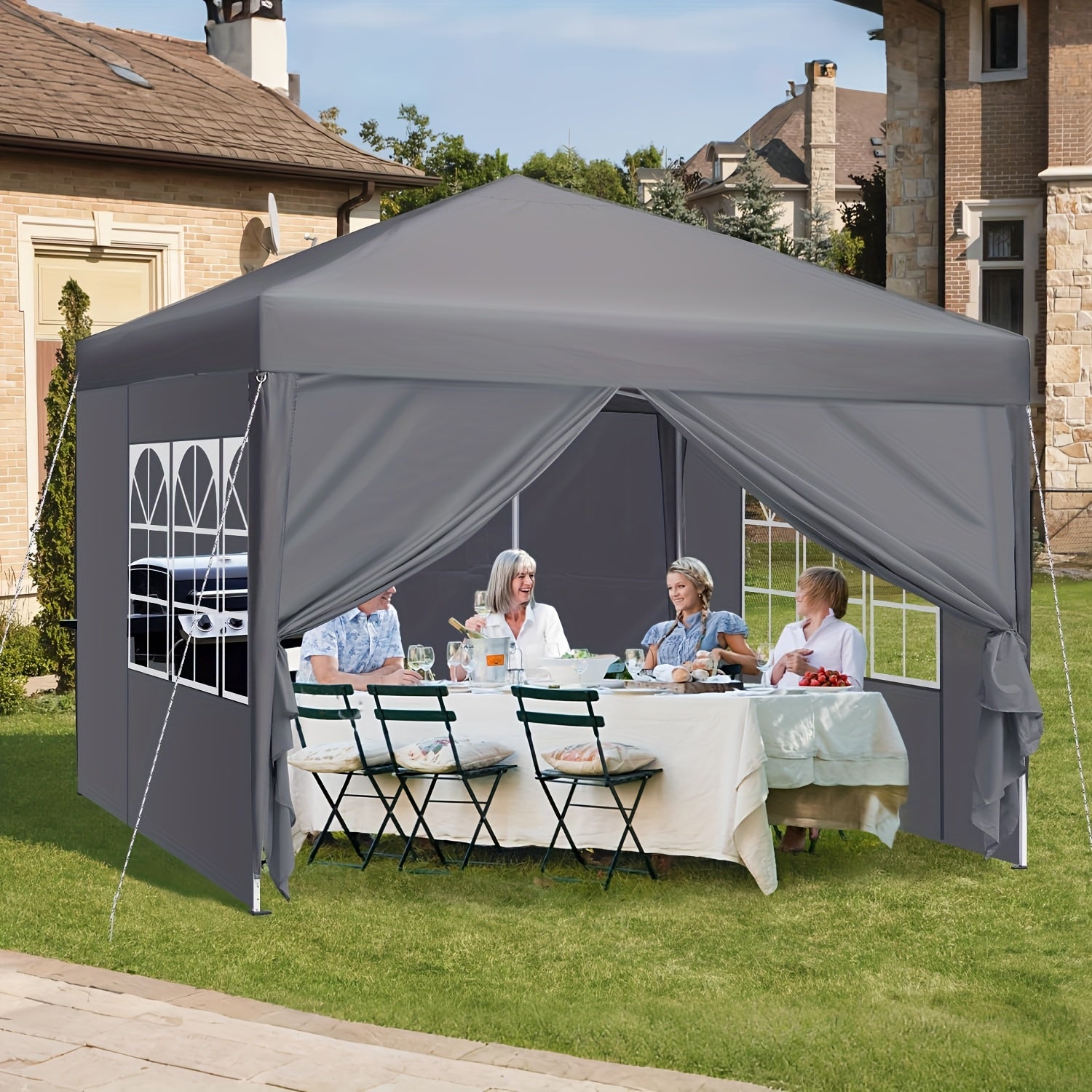 Pop-Up Gazebo with Waterproof, 3x3m/299.72*299.72cm, 3x3m Pop-Up Side Panels Weight Bags