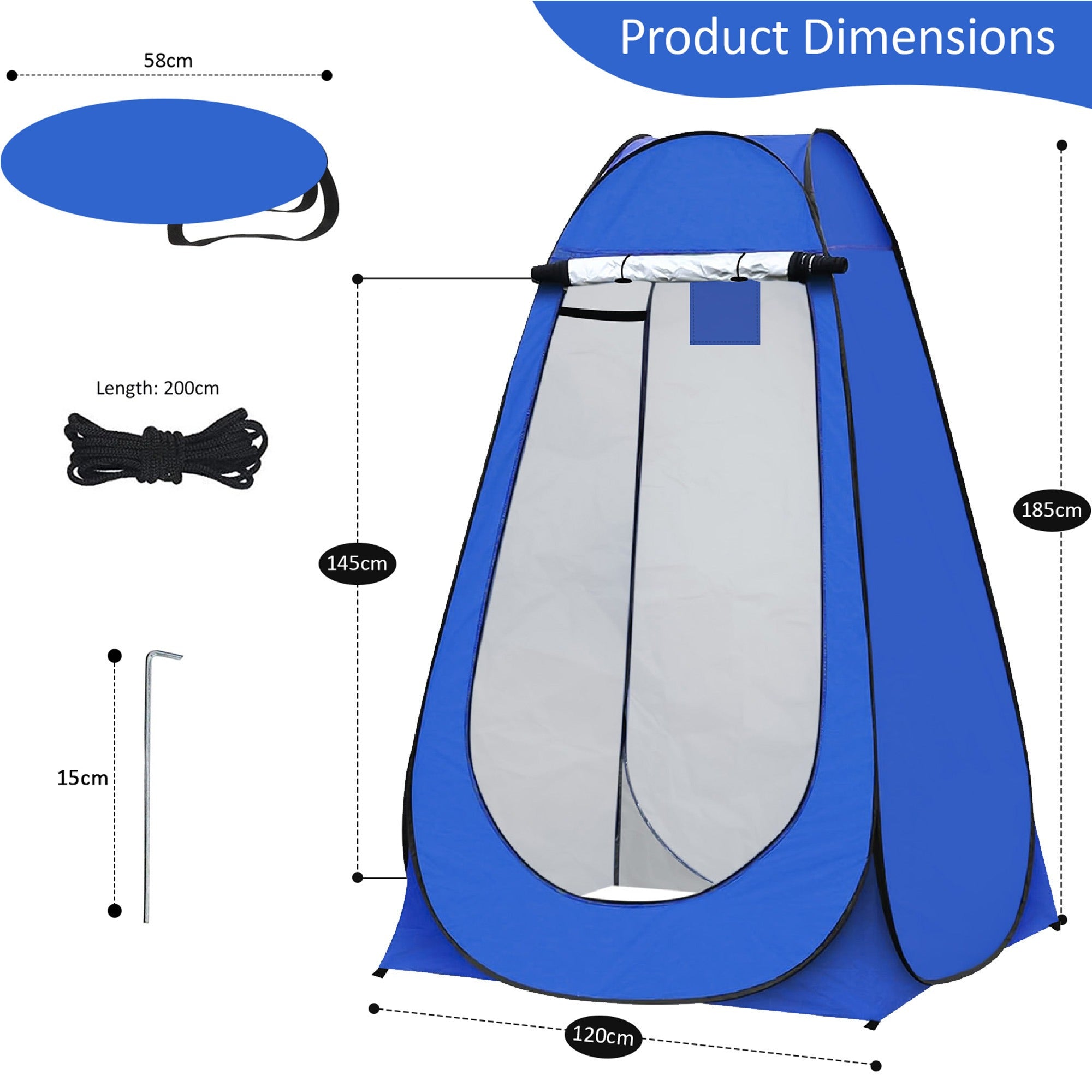 Pop-Up Privacy Tent with Freestanding, 185cm, Pop-Up Changing Shelter - product gallery image 2
