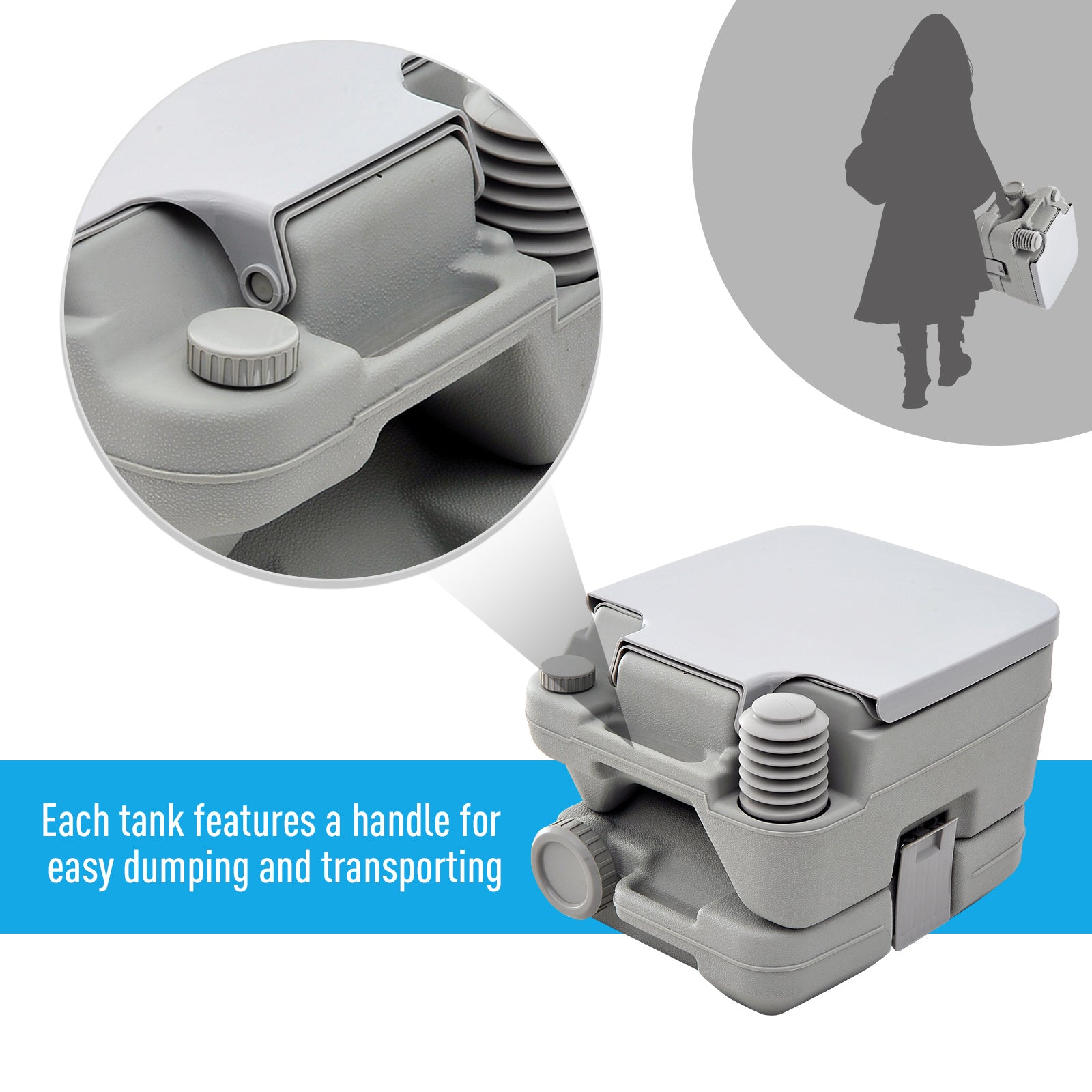 Portable Camping Toilet with Double-Tank Fresh Waste Tanks - product gallery image 5