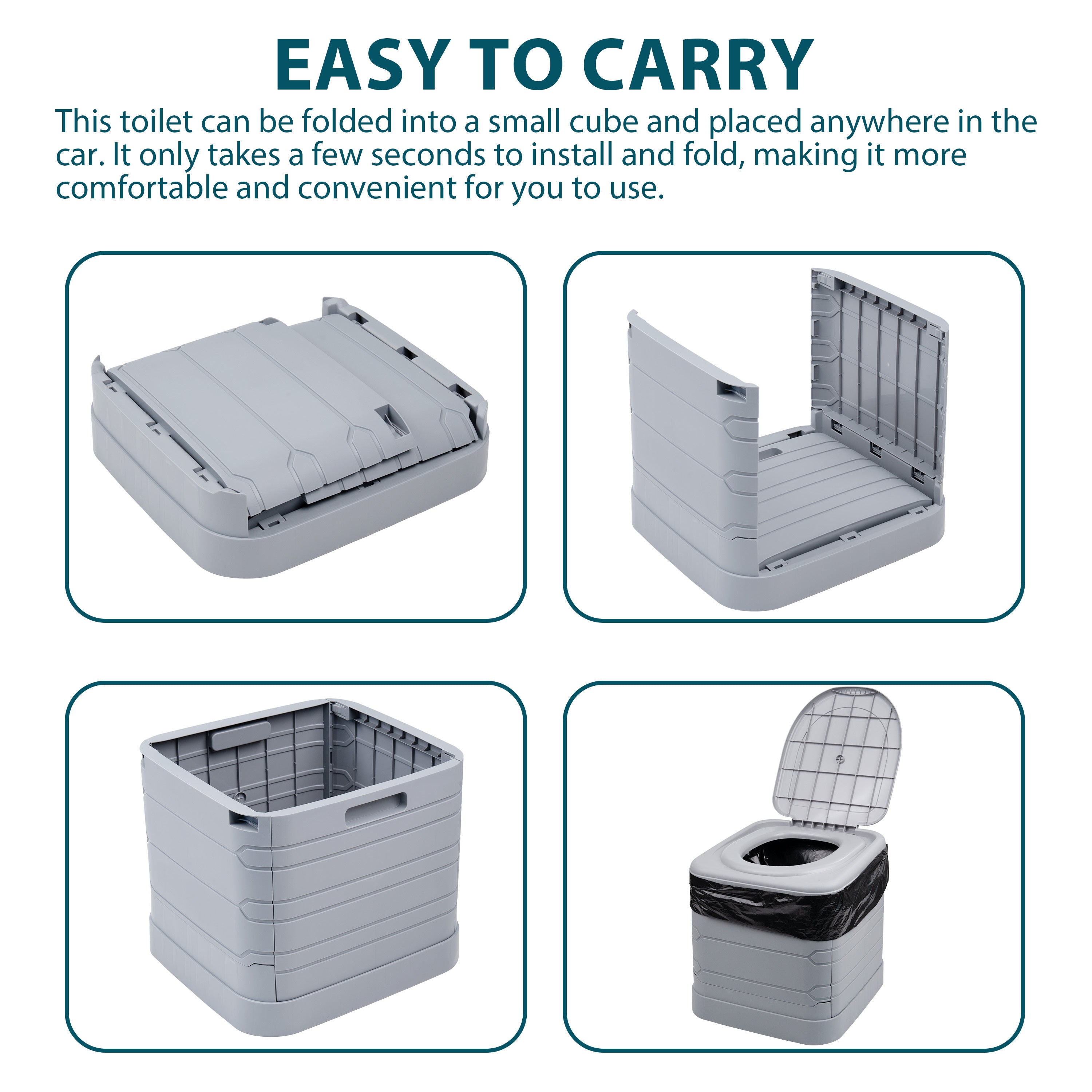 Portable Camping Toilet with Foldable, 300kg, Plastic - product gallery image 3
