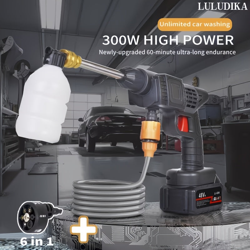 Portable Cordless High Pressure Car Washer with Stainless Steel, 2 Battery+6in1 Nozzle - product gallery image 4