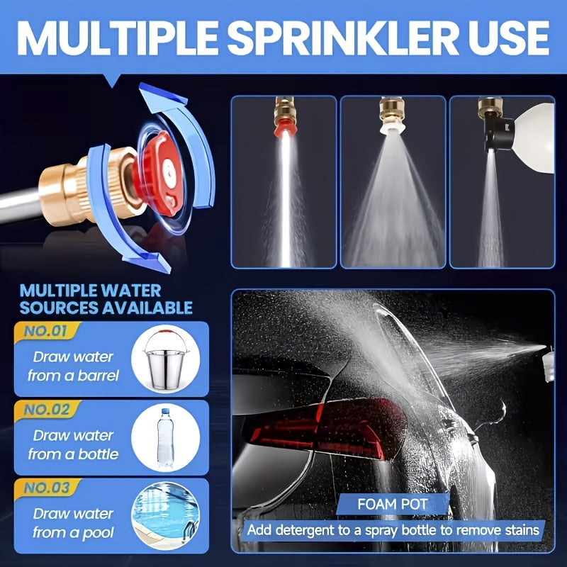 Portable Cordless High Pressure Car Washer with Stainless Steel, 2 Battery+6in1 Nozzle - product gallery image 6