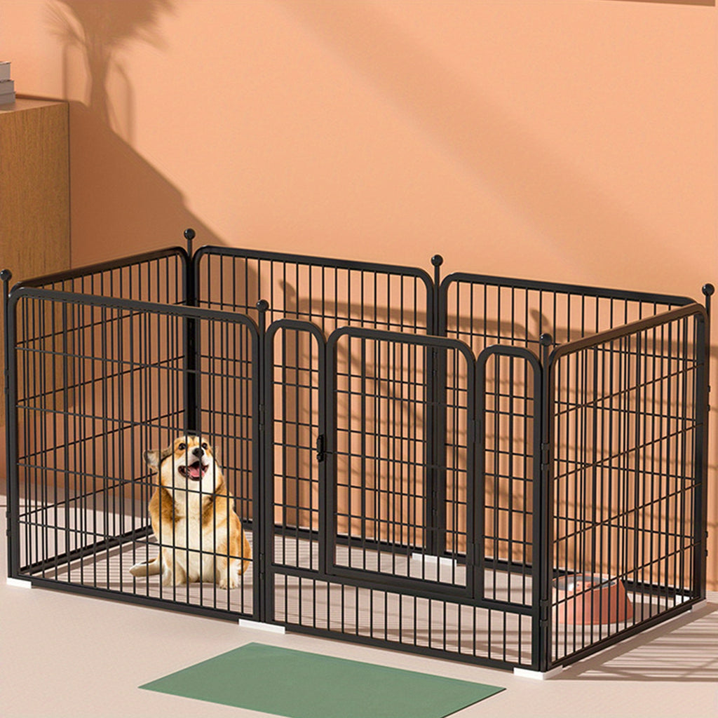 Portable Foldable Dog Gates Dog with Lockable, iron White