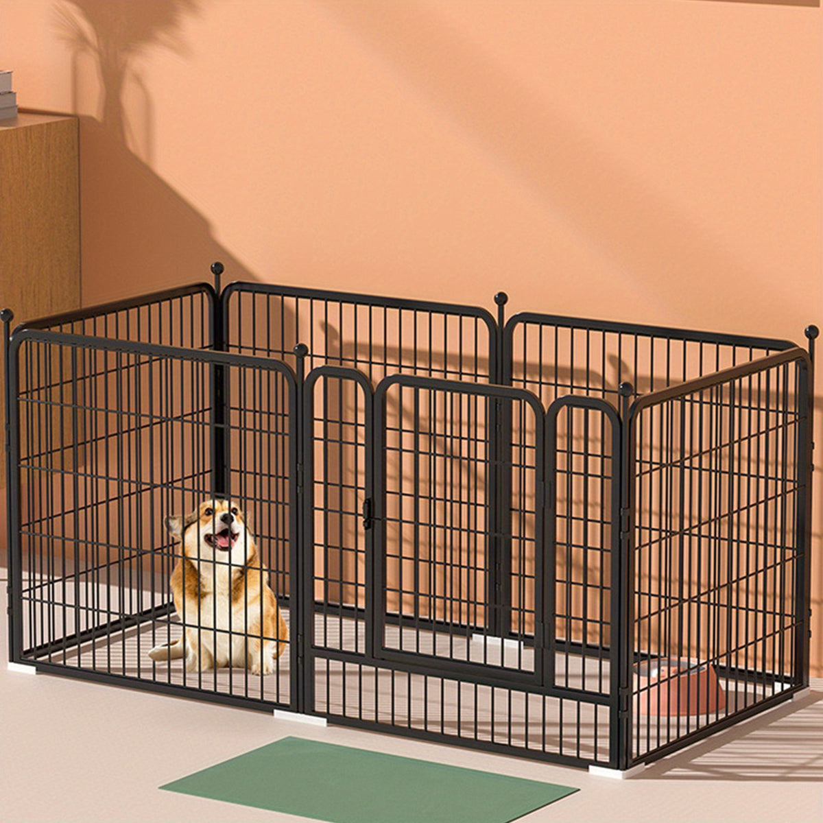 Portable Foldable Dog Gates Dog with Lockable, iron White