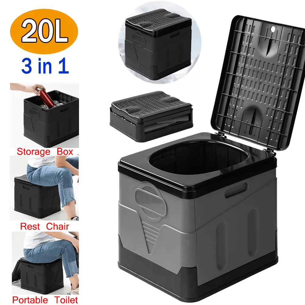 Portable Toilet with Foldable, Folding Camping Foldable Outdoor Loo Carry - product gallery image 2