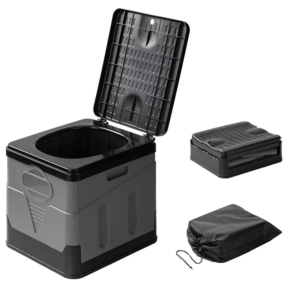 Portable Toilet with Foldable, Folding Camping Foldable Outdoor Loo Carry - Grey option