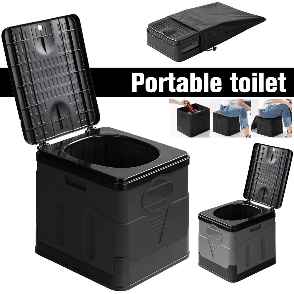 Portable Toilet with Foldable, Folding Camping Foldable Outdoor Loo Carry