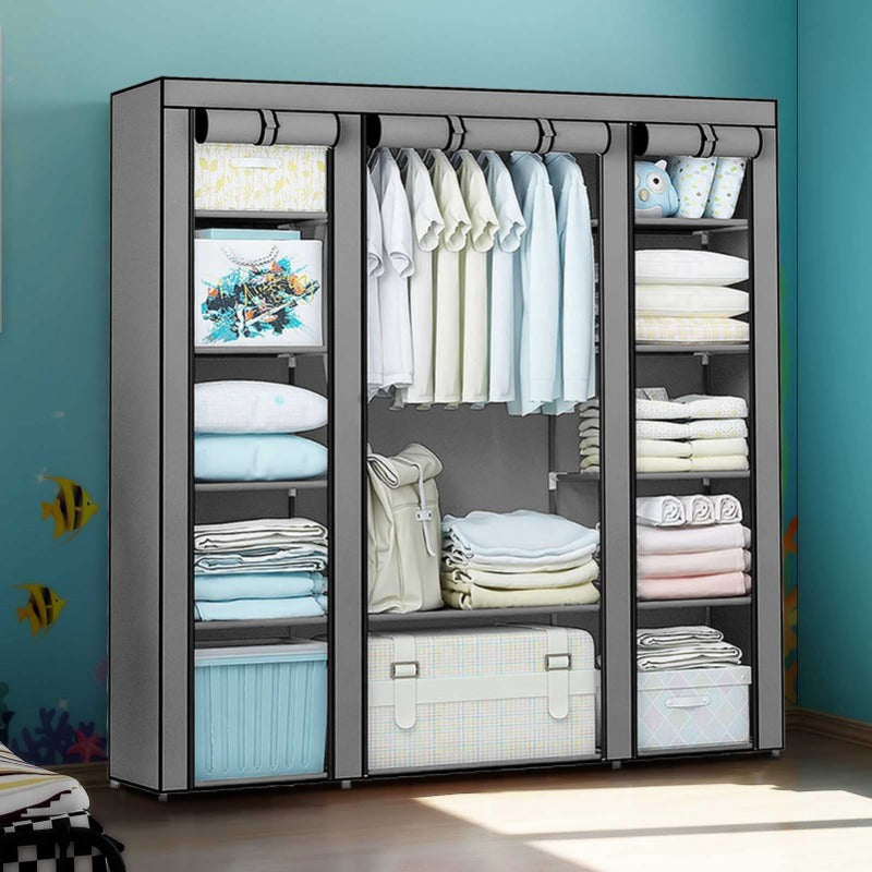 Portable Wardrobe with Foldable, Easy Assembly, Freestanding - Gray option