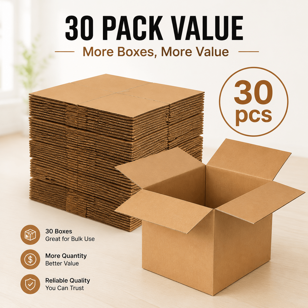 Postal Boxe with (30 pcs) 9x6x6 inches (229x152x152 mm) Brown Shipping Carton Boxes - product gallery image 2
