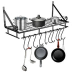Pot & Pan Rack with Space-Saving, Wall-Mounted, Metal, 45*24*25cm