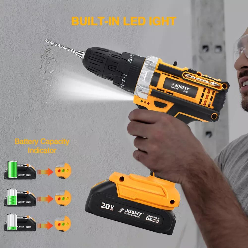 Power Drill with Metal, 29 Piece, Cordless Hammer Piece JUSFIT 3-in-1 Combi - product gallery image 5