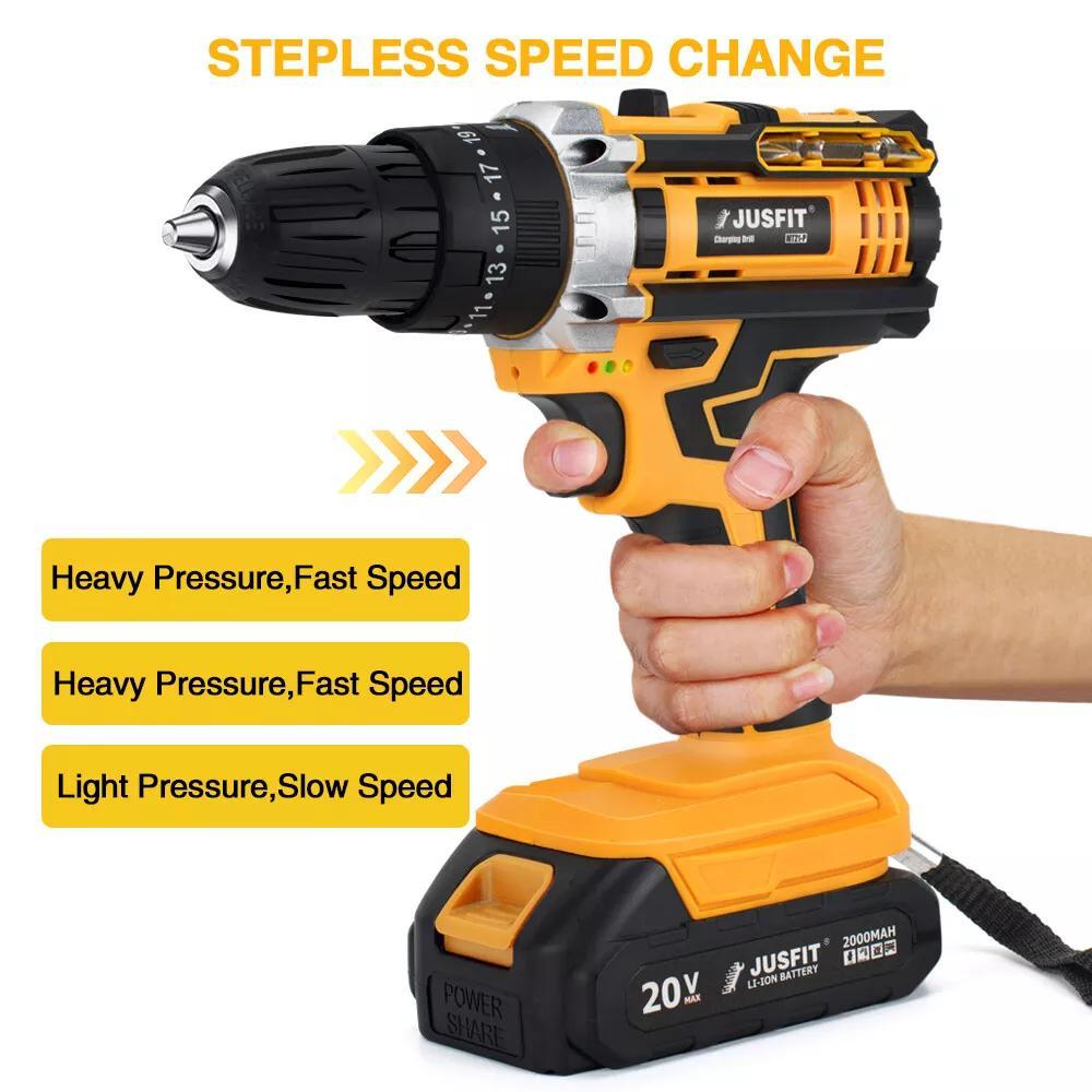 Power Drill with Metal, 29 Piece, Cordless Hammer Piece JUSFIT 3-in-1 Combi - product gallery image 8