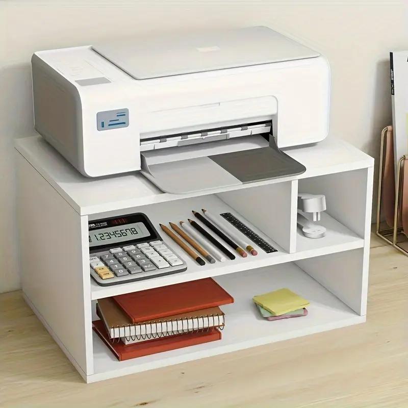 Printer Stand Storage 2-Tier Desktop Table A4 Paper with Wood - product gallery image 12